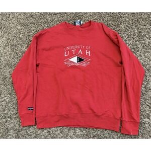 Vintage University of Utah Sweater Red College Basketball Crewneck Mens Large